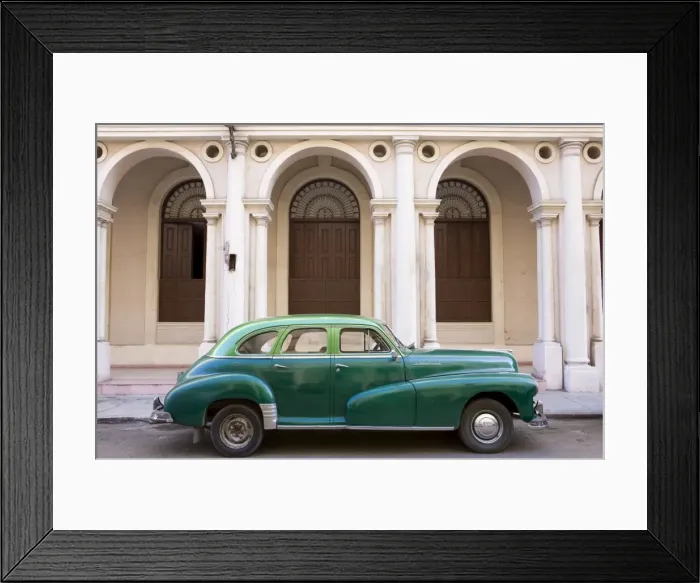 Framed Print : Classic green American car parked outside The National Ballet School, Havana Framed Print : Classic green American car parked outside The National Ballet School, Havana