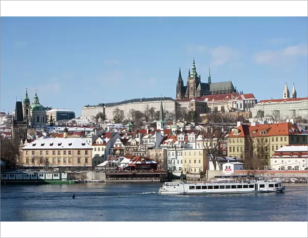 Prague Castle, St. Vitus Cathedral, and view of Malostranska from Charles Bridge