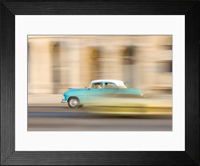Framed Print : Panned shot of a classic American car on The Malecon, Havana, Cuba, West Indies Framed Print : Panned shot of a classic American car on The Malecon, Havana, Cuba, West Indies