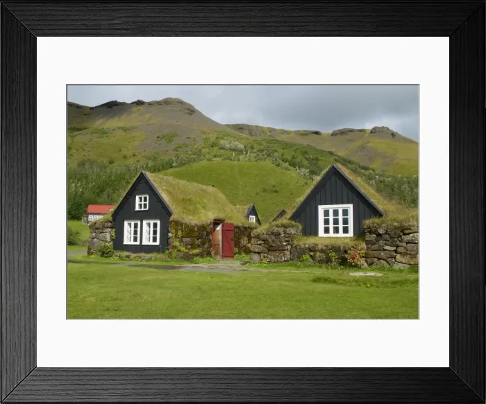 Framed Print : Ancient traditional farm, Skogar, Iceland, Polar Regions