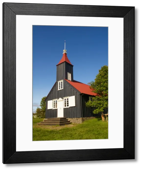 Framed Print : Kirkjubaer church, Esatfjord, Iceland, Polar Regions Framed Print : Kirkjubaer church, Esatfjord, Iceland, Polar Regions