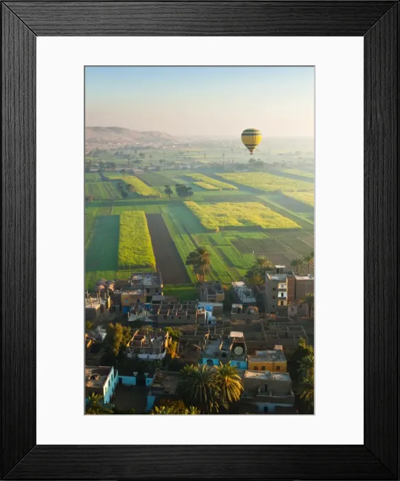 Framed Print : Ballooning over village near the Valley of the Kings, Thebes, Upper Egypt