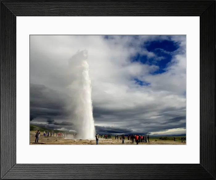 Framed Print : Strokkur at full height, the powerful geyser that erupts every 10 minutes Framed Print : Strokkur at full height, the powerful geyser that erupts every 10 minutes