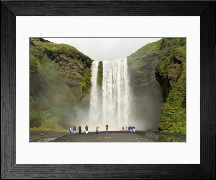 Framed Print : Skogarfoss, the powerful curtain waterfall drops 60 m over a cliff of basalt lavas Framed Print : Skogarfoss, the powerful curtain waterfall drops 60 m over a cliff of basalt lavas