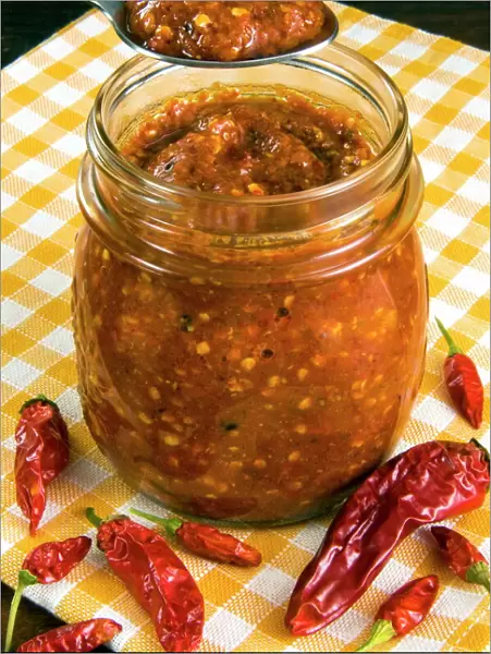 Harissa (hot chilli sauce), a common ingredient in meat or fish stews with vegetables