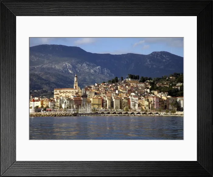 Framed Print : View from the sea of Menton, Alpes Maritimes, Provence, Cote d Azur Framed Print : View from the sea of Menton, Alpes Maritimes, Provence, Cote d Azur