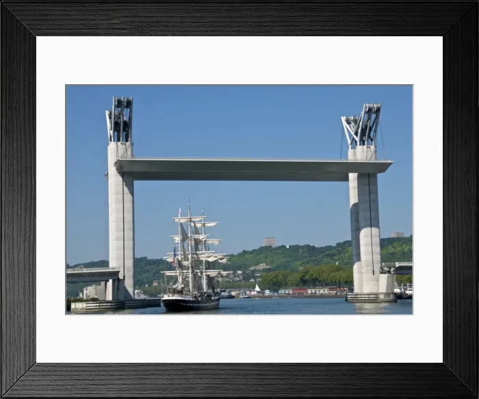Framed Print : The Belem Sail boat, at Rouen, on the Seine river, under the Flaubert bridge Framed Print : The Belem Sail boat, at Rouen, on the Seine river, under the Flaubert bridge