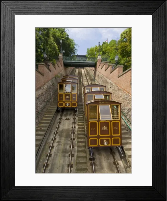 Framed Print : Buda Castle Funicular railway, Castle District, Pest side of the Danube