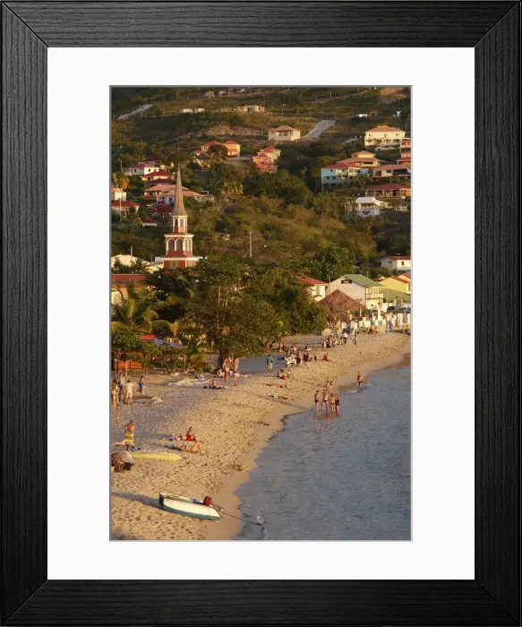 Framed Print : Beach and church, Grande Anse, Les Anses d Arlet, Martinique, Windward Islands Framed Print : Beach and church, Grande Anse, Les Anses d Arlet, Martinique, Windward Islands