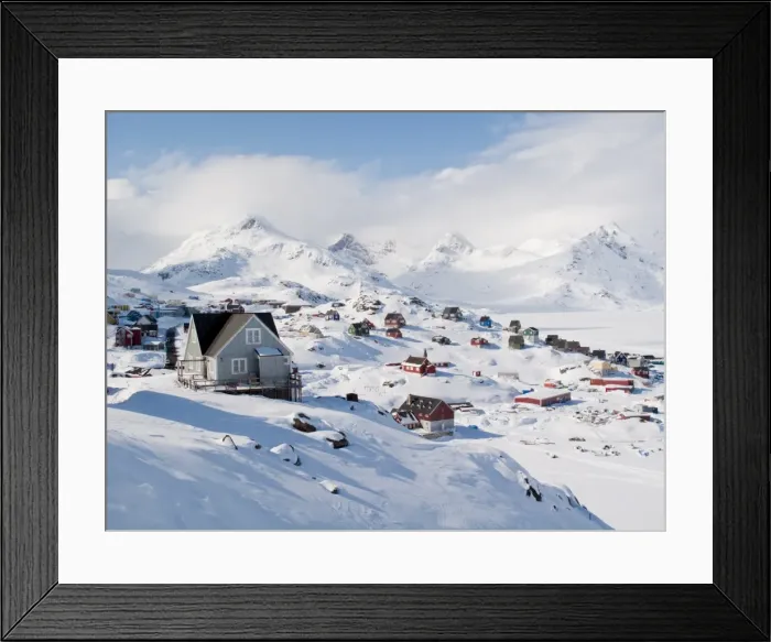 Framed Print : View in Tasiilaq village, East Greenland, Polar Regions Framed Print : View in Tasiilaq village, East Greenland, Polar Regions