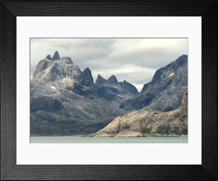 Framed Print : Ilua, a summer fishing village, at western end Prins Christian Sund, southern tip Framed Print : Ilua, a summer fishing village, at western end Prins Christian Sund, southern tip