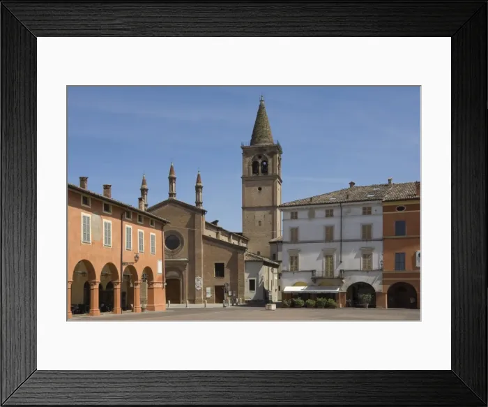 Framed Print : Piazza Verdi and Oratory of the Holy Trinity, where Verdi was married, Busseto Framed Print : Piazza Verdi and Oratory of the Holy Trinity, where Verdi was married, Busseto