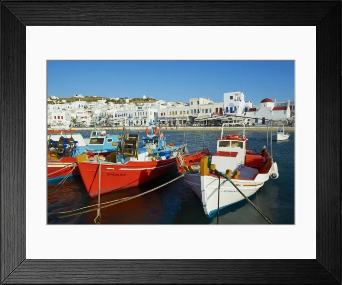 Framed Print : Old harbour and red church, Mykonos Town, Chora, Mykonos Island, Cyclades Framed Print : Old harbour and red church, Mykonos Town, Chora, Mykonos Island, Cyclades
