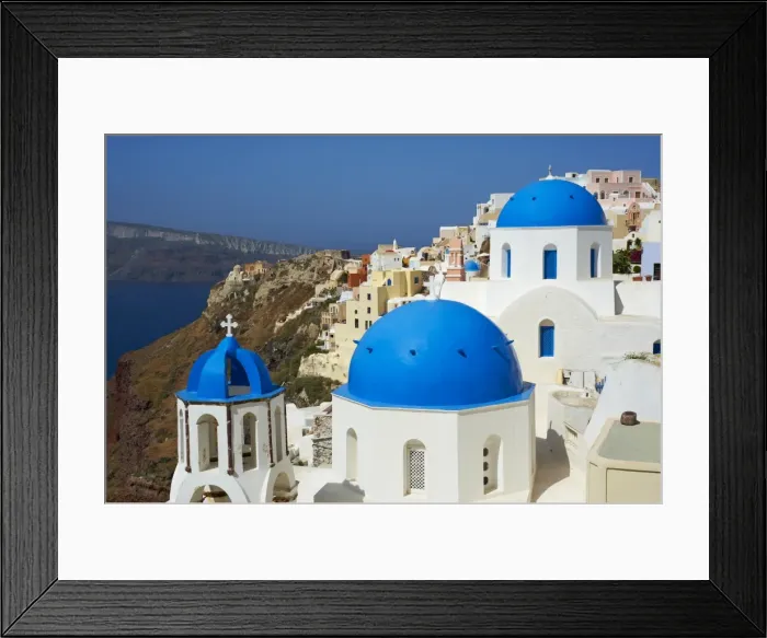 Framed Print : Church with blue dome, Oia (Ia) village, Santorini, Cyclades, Greek Islands Framed Print : Church with blue dome, Oia (Ia) village, Santorini, Cyclades, Greek Islands