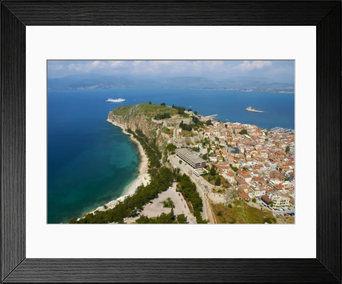 Framed Print : Nafplion city, Bourtzi island and a cruise ship, Peloponnese, Greece, Europe Framed Print : Nafplion city, Bourtzi island and a cruise ship, Peloponnese, Greece, Europe