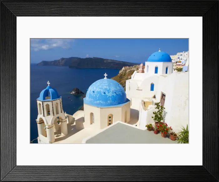 Framed Print : White chapel with the blue dome, Oia, Santorini, Cyclades, Greek Islands, Greece, Europe Framed Print : White chapel with the blue dome, Oia, Santorini, Cyclades, Greek Islands, Greece, Europe