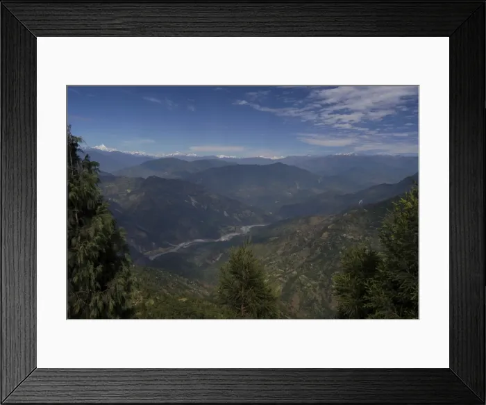 Framed Print : The Himalayan range and the River Tista seen from the Darjeeling to Gangtok road Framed Print : The Himalayan range and the River Tista seen from the Darjeeling to Gangtok road