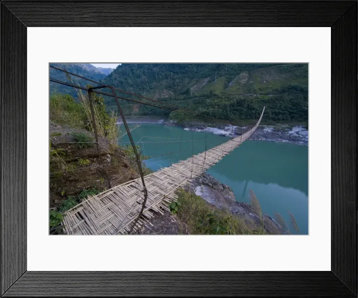 Framed Print : Giant hanging bridge above the Siang river, Arunachal Pradesh, Northeast India Framed Print : Giant hanging bridge above the Siang river, Arunachal Pradesh, Northeast India