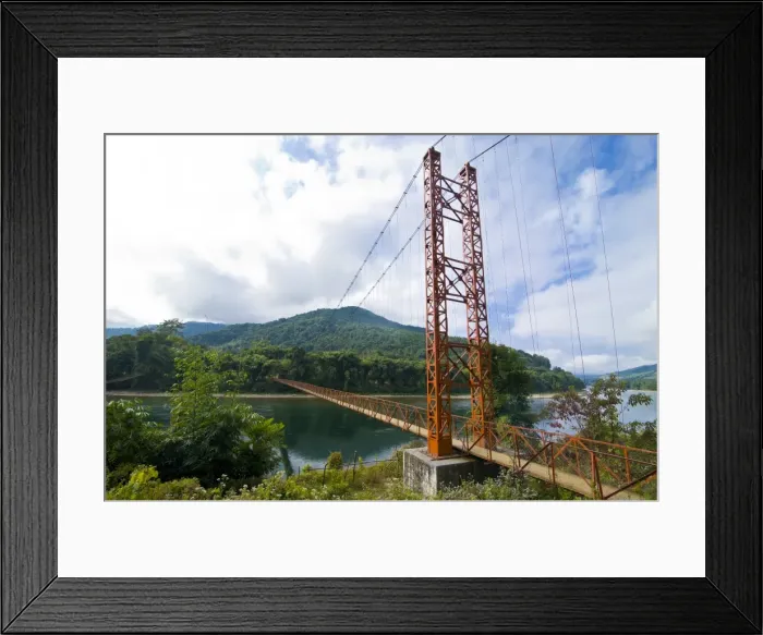 Framed Print : Giant hanging bridge spanning across the Siang river, Along, Arunachal Pradesh Framed Print : Giant hanging bridge spanning across the Siang river, Along, Arunachal Pradesh