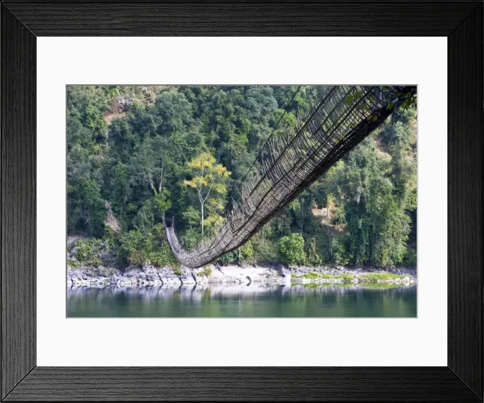 Framed Print : Giant bridge made from bamboo across the Siang River, near Along, Arunachal Pradesh Framed Print : Giant bridge made from bamboo across the Siang River, near Along, Arunachal Pradesh