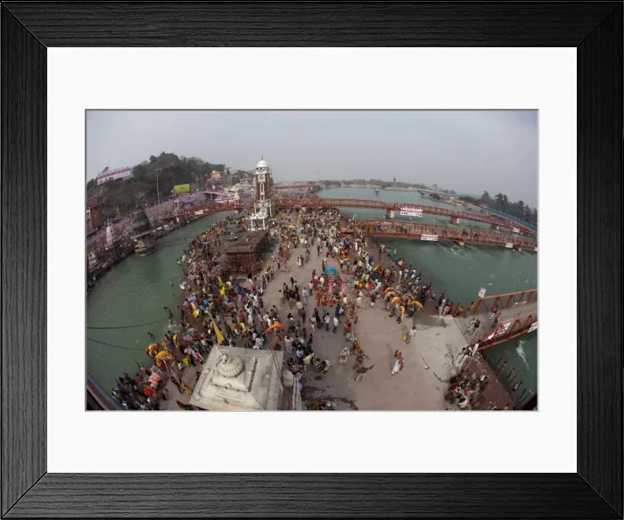 Framed Print : Holy ghat of Har Ki Pauri in Haridwar during Kumbh Mela in 2010, Hardiwar Framed Print : Holy ghat of Har Ki Pauri in Haridwar during Kumbh Mela in 2010, Hardiwar