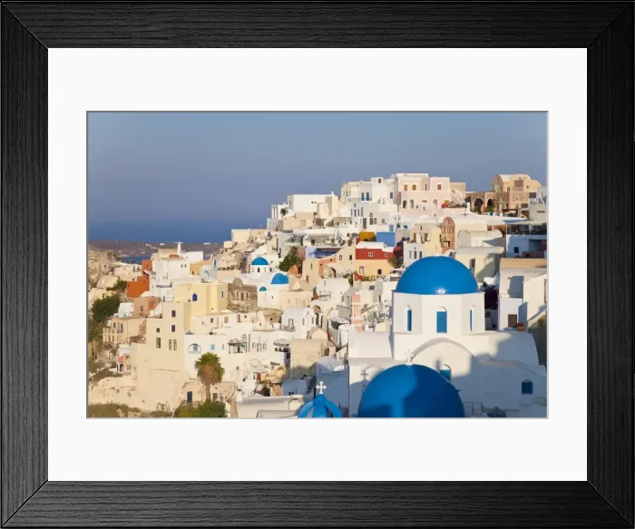 Framed Print : Blue domed churches in the village of Oia, Santorini (Thira), Cyclades Islands Framed Print : Blue domed churches in the village of Oia, Santorini (Thira), Cyclades Islands
