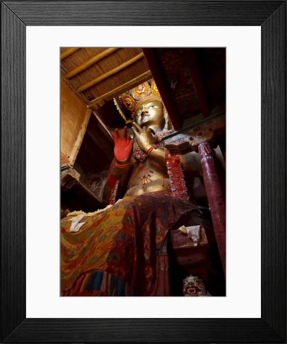 Framed Print : Statue of Maitreya Buddha in interior of Chamba Gompa, Basgo, Ladakh, Jammu and Kashmir Framed Print : Statue of Maitreya Buddha in interior of Chamba Gompa, Basgo, Ladakh, Jammu and Kashmir