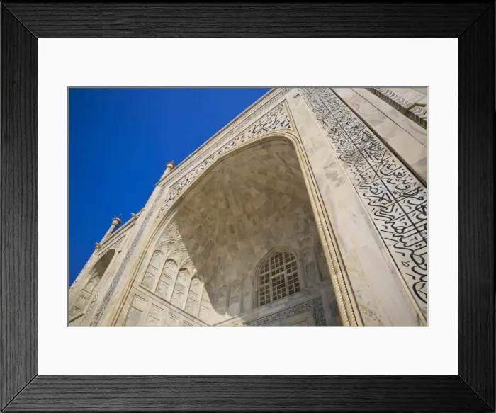 Framed Print : Exterior of the Taj Mahal inscribed with verses from the Quran, Agra, UNESCO World Heritage Site Framed Print : Exterior of the Taj Mahal inscribed with verses from the Quran, Agra, UNESCO World Heritage Site