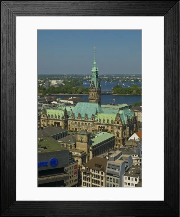 Framed Print : Panoramic view toward the west with harbour in the distance, Hamburg, Germany, Europe Framed Print : Panoramic view toward the west with harbour in the distance, Hamburg, Germany, Europe