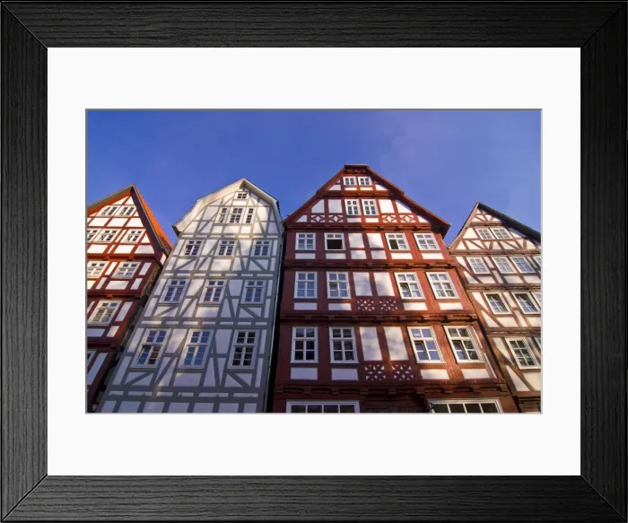 Framed Print : Half-timbered wood houses, Melsungen, Hesse, Germany, Europe Framed Print : Half-timbered wood houses, Melsungen, Hesse, Germany, Europe