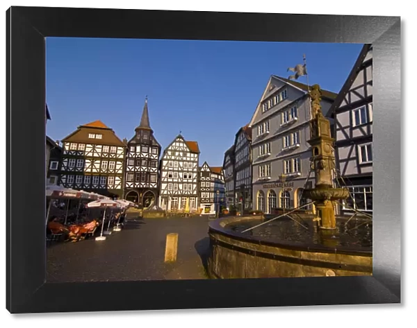 The town square with its half-timbered houses in Fritzlar, Hesse, Germany, Europe