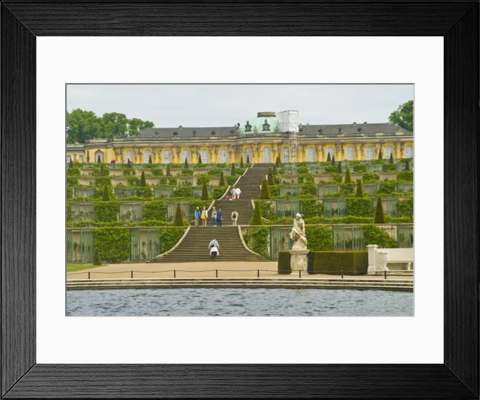 Framed Print : Sanssouci, the former Summer Palace of Frederick the Great, and its gardens Framed Print : Sanssouci, the former Summer Palace of Frederick the Great, and its gardens