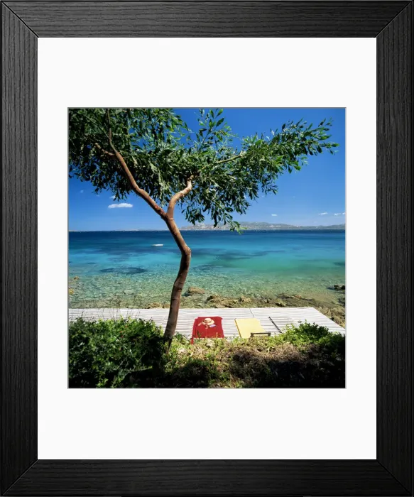 Framed Print : Wooden bathing deck, near Palau, Capo D Orso, north of island, Sardinia Framed Print : Wooden bathing deck, near Palau, Capo D Orso, north of island, Sardinia