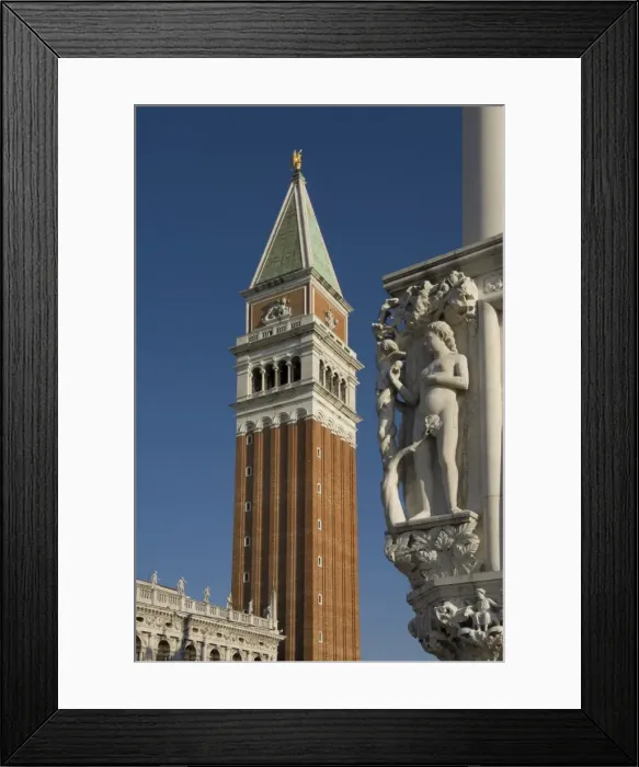 Framed Print : The Campanile with carved stone detail on the Palazzo Ducale, Venice, UNESCO World Heritage Site Framed Print : The Campanile with carved stone detail on the Palazzo Ducale, Venice, UNESCO World Heritage Site