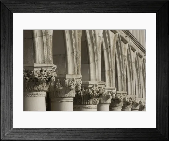 Framed Print : Carved stone capitals, various heads and figures, to the pillars of the Palazzo Ducale Framed Print : Carved stone capitals, various heads and figures, to the pillars of the Palazzo Ducale