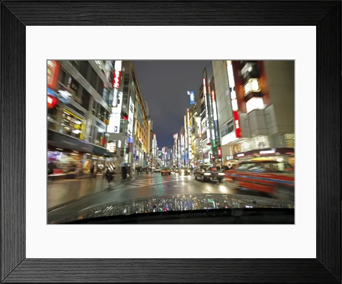 Framed Print : Neon lights on a rainy evening, blurred motion from car, Shinjuku, Tokyo, Japan, Asia Framed Print : Neon lights on a rainy evening, blurred motion from car, Shinjuku, Tokyo, Japan, Asia