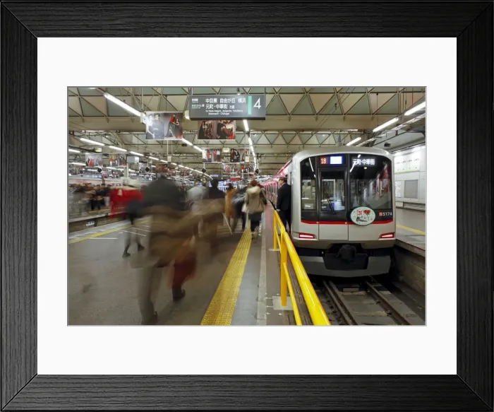 Framed Print : Commuters moving through Shibuya Station during rush hour, Shibuya District Framed Print : Commuters moving through Shibuya Station during rush hour, Shibuya District