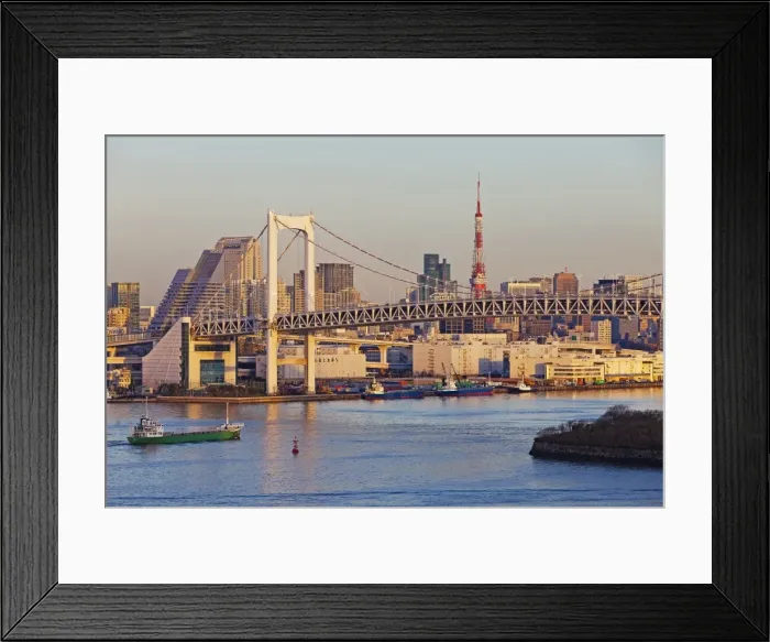Framed Print : City skyline including the Rainbow Bridge and Tokyo Tower, Odaiba, Tokyo Bay Framed Print : City skyline including the Rainbow Bridge and Tokyo Tower, Odaiba, Tokyo Bay