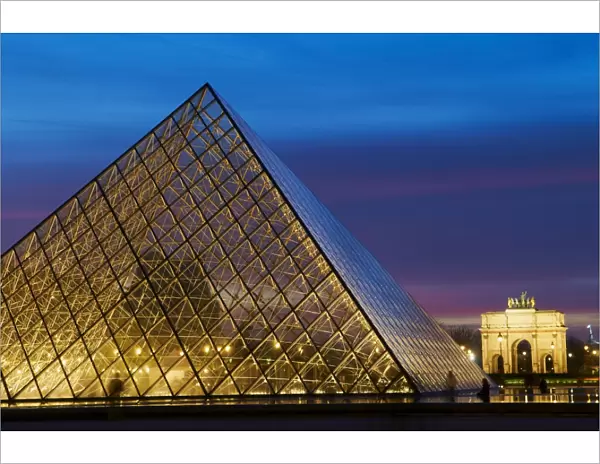 The Pyramid of the Louvre at night, Paris, France, Europe