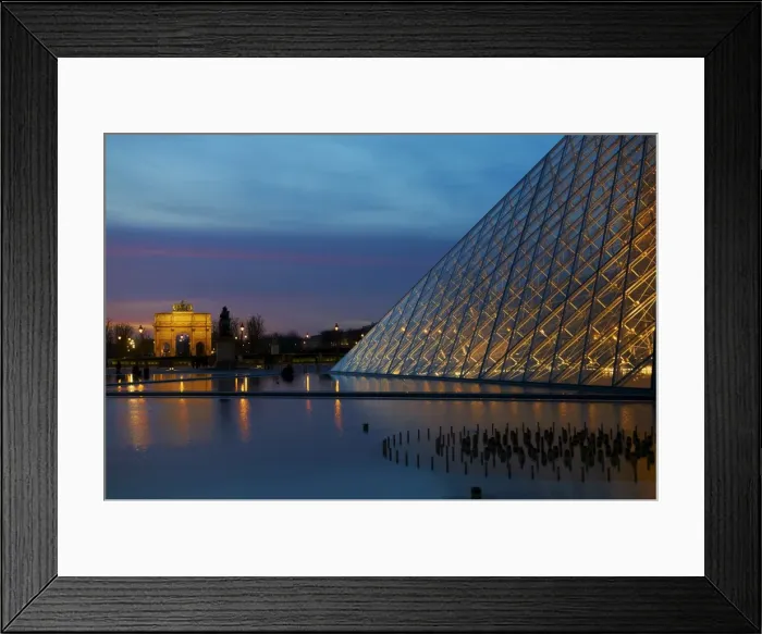 Framed Print : The Pyramid of the Louvre at night, Paris, France, Europe Framed Print : The Pyramid of the Louvre at night, Paris, France, Europe
