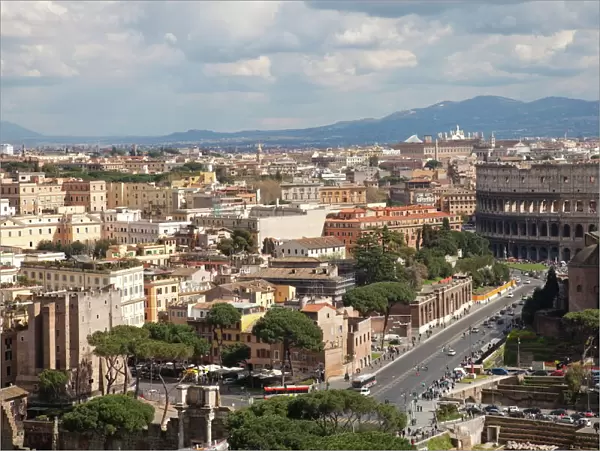 View over Rome and the Colosseum from the Altar of the Fatherland, Capitoline Hill