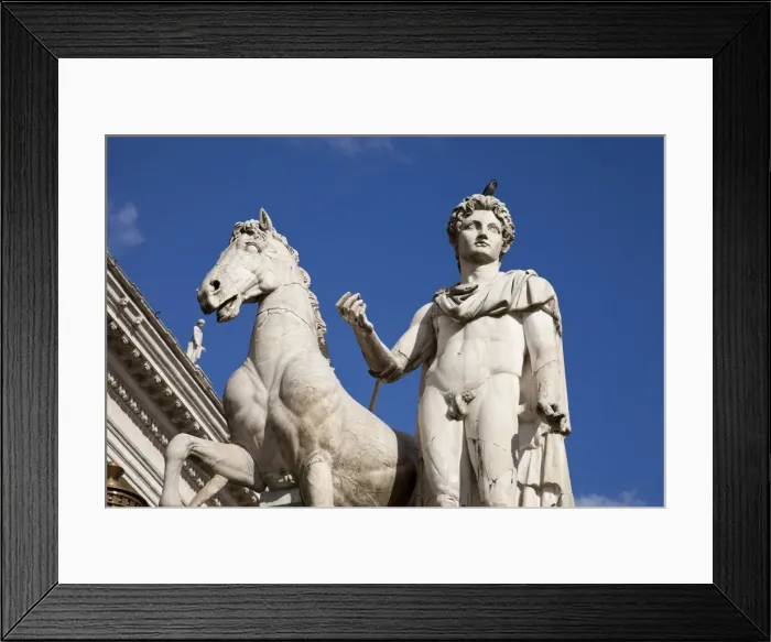 Framed Print : The Castor and Pollux sculpture on the top of Cordonata, the sloping road leading to the Piazza del Campidoglio, Rome, Lazio Framed Print : The Castor and Pollux sculpture on the top of Cordonata, the sloping road leading to the Piazza del Campidoglio, Rome, Lazio