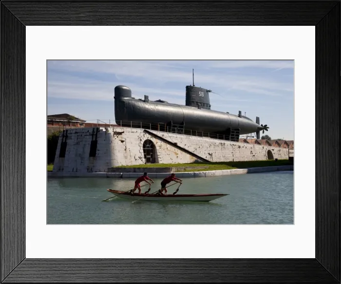 Framed Print : An old Italian submarine at the Venice Arsenale, Venice, Veneto, Italy, Europe Framed Print : An old Italian submarine at the Venice Arsenale, Venice, Veneto, Italy, Europe