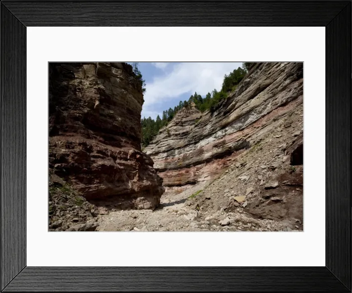 Framed Print : Geoparc Bletterbach, big gorge dug in the rock, in Aldein, Bolzano province Framed Print : Geoparc Bletterbach, big gorge dug in the rock, in Aldein, Bolzano province
