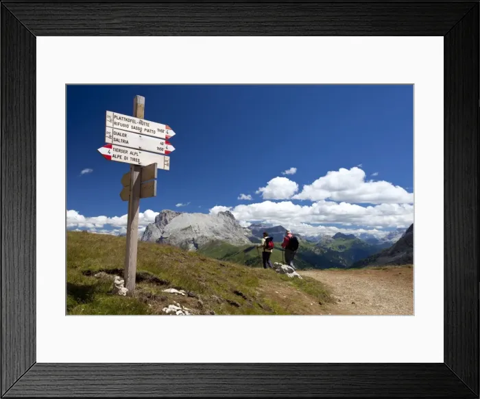 Framed Print : View from Tierser Alpl refuge of Langkofel and Plattkofel, Dolomites, eastern Alps Framed Print : View from Tierser Alpl refuge of Langkofel and Plattkofel, Dolomites, eastern Alps