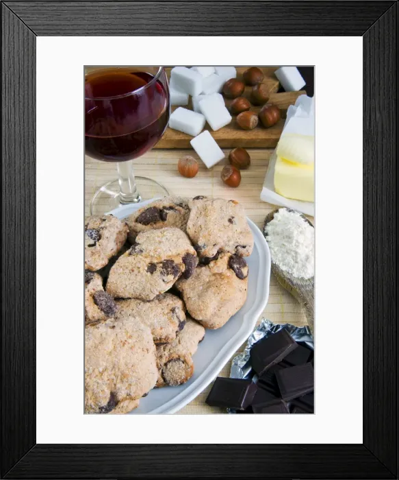 Framed Print : Tozzetti cookies with chocolate, Italian gastronomy, Italy, Europe Framed Print : Tozzetti cookies with chocolate, Italian gastronomy, Italy, Europe