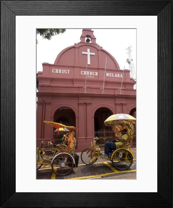 Framed Print : Christ Church and trishaws, Malacca (Melaka), Malaysia, Southeast Asia, Asia Framed Print : Christ Church and trishaws, Malacca (Melaka), Malaysia, Southeast Asia, Asia
