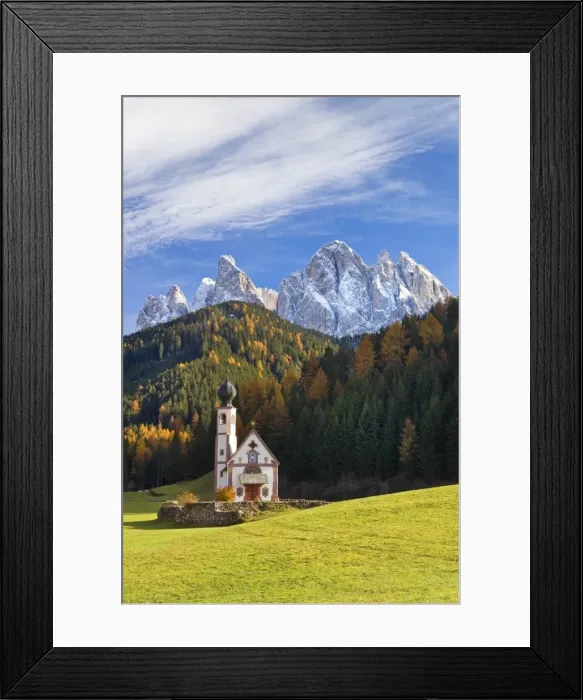 Framed Print : St. Johann Church, Geisler Gruppe, Dolomites, Trentino-Alto Adige, Italy, Europe Framed Print : St. Johann Church, Geisler Gruppe, Dolomites, Trentino-Alto Adige, Italy, Europe