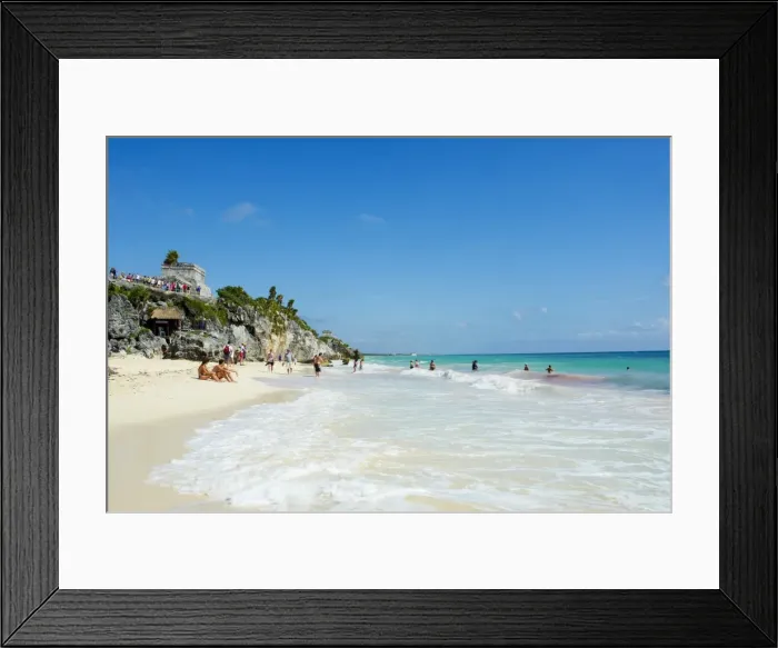 Framed Print : Beach on Caribbean coast below the ancient Mayan site of Tulum, Quintana Roo Framed Print : Beach on Caribbean coast below the ancient Mayan site of Tulum, Quintana Roo