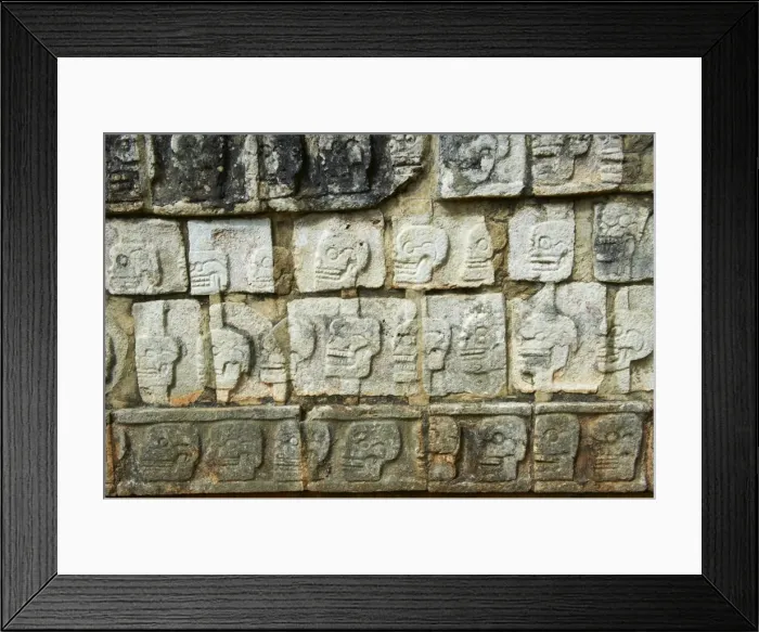 Framed Print : Detail of stone relief of skulls, ancient Mayan ruins, Chichten Itza, UNESCO World Heritage Site Framed Print : Detail of stone relief of skulls, ancient Mayan ruins, Chichten Itza, UNESCO World Heritage Site